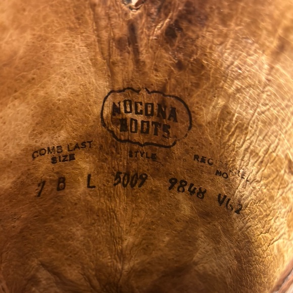 Nocona Brown and Blue Heeled Boots - Picture 6 of 8